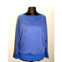 Cieplutki sweter KIMONO ze ściągaczami - kobaltowy melanż